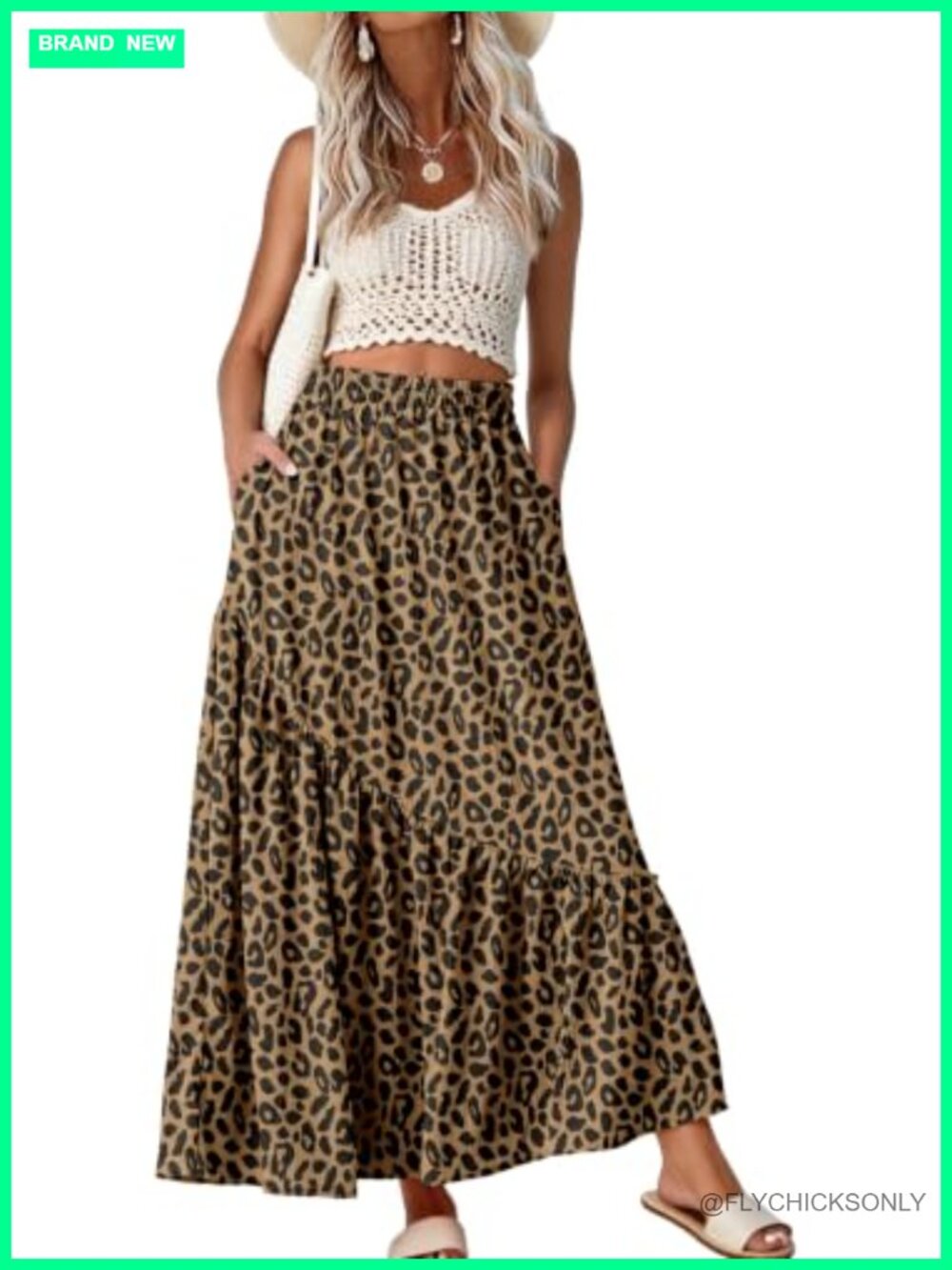 Women's Maxi Skirt High Waist Tiered A-Line Pockets Floral Boho